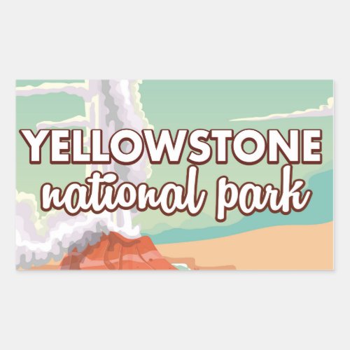 Yellowstone national park cartoon travel poster rectangular sticker