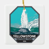 Yellowstone National Park Castle Geyser Vintage  Ceramic Ornament