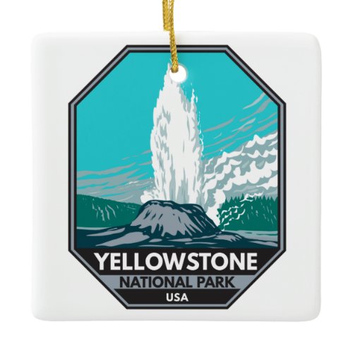 Yellowstone National Park Castle Geyser Vintage  Ceramic Ornament