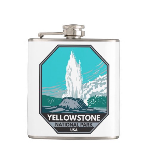 Yellowstone National Park Castle Geyser Vintage  Flask