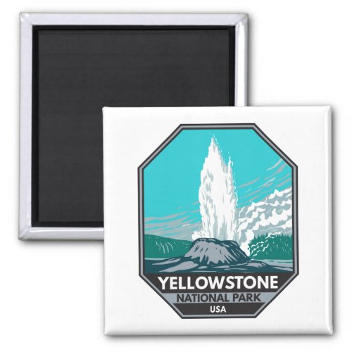 Yellowstone National Park Castle Geyser Vintage  Magnet