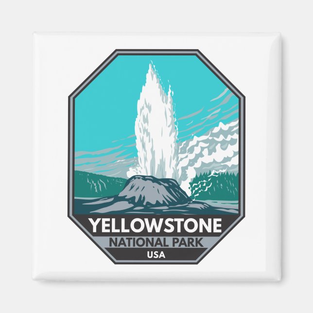 Yellowstone National Park Castle Geyser Vintage  Magnet (Front)
