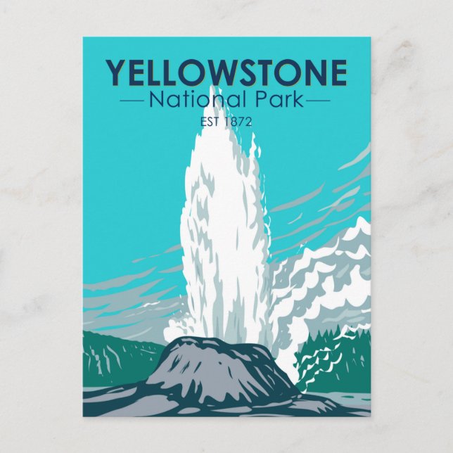 Yellowstone National Park Castle Geyser Vintage Postcard (Front)