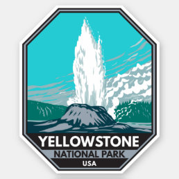 Yellowstone National Park Castle Geyser Vintage Sticker