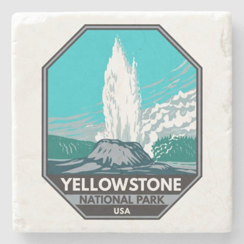 Yellowstone National Park Castle Geyser Vintage  Stone Coaster
