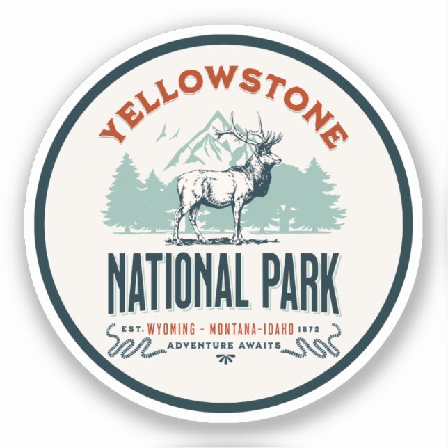 Yellowstone National Park Cute Landscape Sticker (Front)