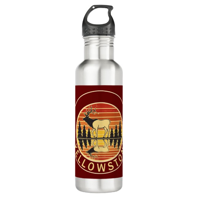 Yellowstone National Park Elk Stainless Steel Water Bottle (Front)
