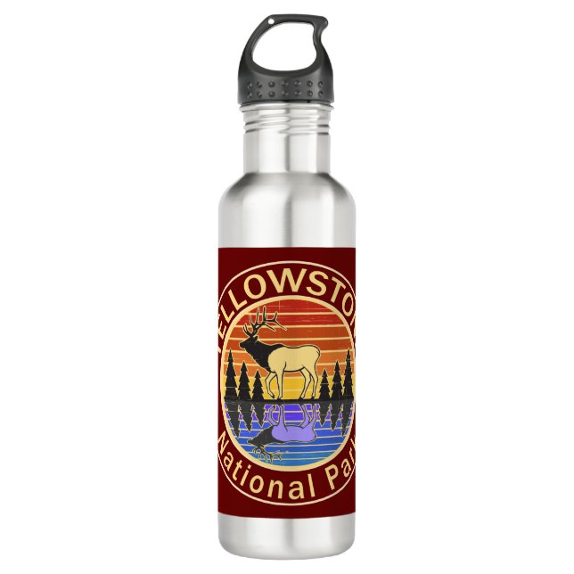 Yellowstone National Park Elk Stainless Steel Water Bottle (Front)
