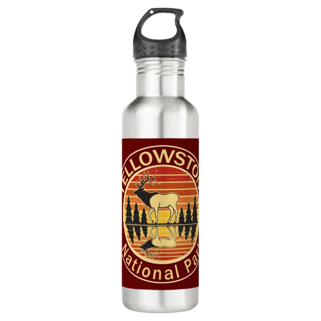 Yellowstone National Park Elk Stainless Steel Water Bottle (Front)
