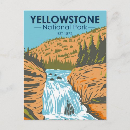 Yellowstone National Park Firehole Falls Vintage Postcard