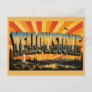 Yellowstone National Park Geyser Lake Forest Art Postcard
