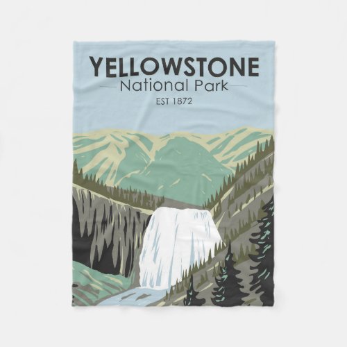 Yellowstone National Park Gibbon Falls Vintage  Fleece Blanket