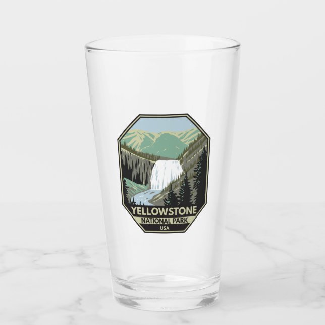 Yellowstone National Park Gibbon Falls Vintage  Glass (Front)