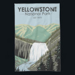 Yellowstone National Park Gibbon Falls Vintage  Kitchen Towel<br><div class="desc">Yellowstone Forest vector artwork design. The park features dramatic canyons,  alpine rivers,  lush forests,  hot springs and gushing geysers,  including its most famous,  Old Faithful.</div>