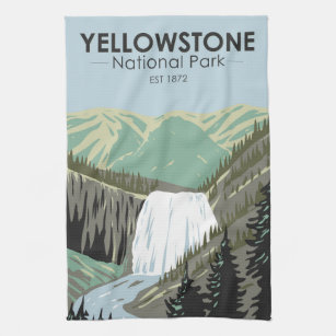 Yellowstone National Park Gibbon Falls Vintage  Kitchen Towel