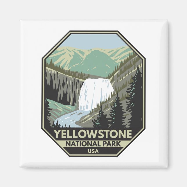 Yellowstone National Park Gibbon Falls Vintage  Magnet (Front)