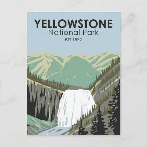 Yellowstone National Park Gibbon Falls Vintage Postcard