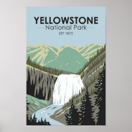 Yellowstone National Park Gibbon Falls Vintage  Poster