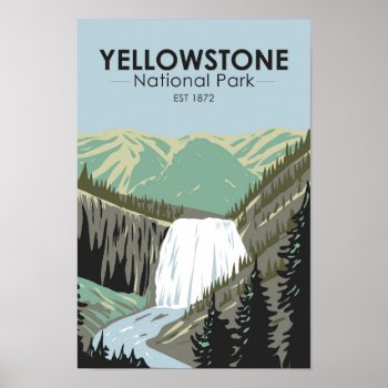 Yellowstone National Park Gibbon Falls Vintage  Poster by Kris_and_Friends at Zazzle