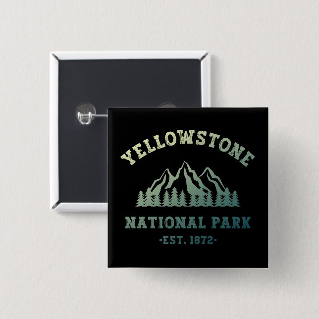 Yellowstone National Park Gradient Hiking Camping Button (Front & Back)