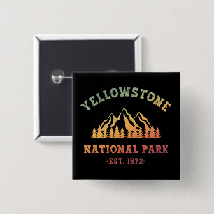 Yellowstone National Park Gradient Hiking Camping Button