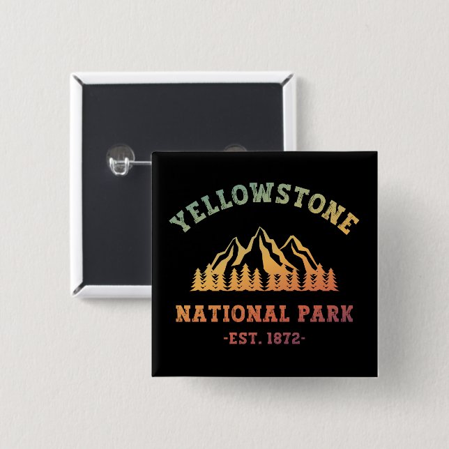 Yellowstone National Park Gradient Hiking Camping Button (Front & Back)
