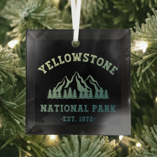 Yellowstone National Park Gradient Hiking Camping Glass Ornament