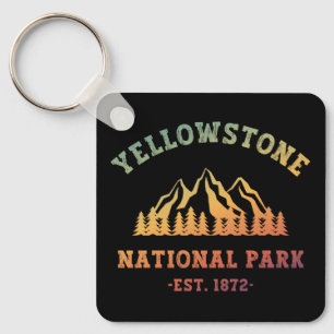 Yellowstone National Park Gradient Hiking Camping Keychain