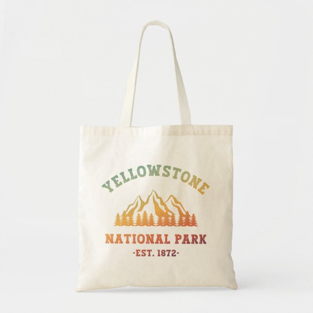 Yellowstone National Park Gradient Hiking Camping Tote Bag (Front)