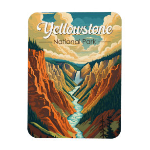 Yellowstone National Park Grand Canyon Retro Art Magnet