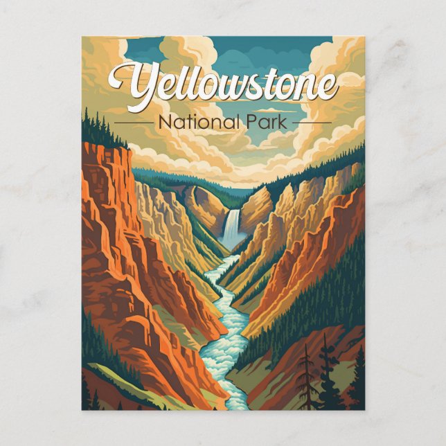 Yellowstone National Park Grand Canyon Retro Art Postcard (Front)