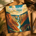 Yellowstone National Park Grand Canyon Retro Art Postcard<br><div class="desc">Yellowstone vector artwork design. The park features dramatic canyons,  alpine rivers,  lush forests,  hot springs and gushing geysers,  including its most famous,  Old Faithful.</div>