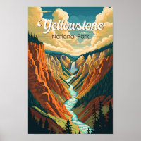 Yellowstone National Park Grand Canyon Retro Art