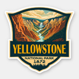 Yellowstone National Park Grand Canyon Retro Art Sticker
