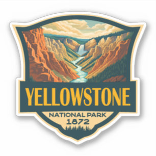 Yellowstone National Park Grand Canyon Retro Art Sticker