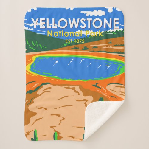 Yellowstone National Park Grand Prismatic Spring  Sherpa Blanket