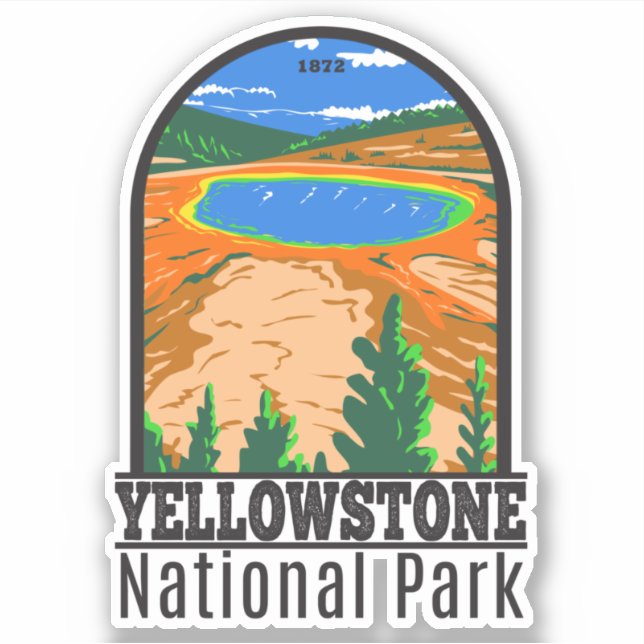 Yellowstone National Park Grand Prismatic Spring Sticker (Front)
