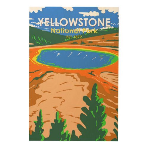 Yellowstone National Park Grand Prismatic Spring  Wood Wall Art