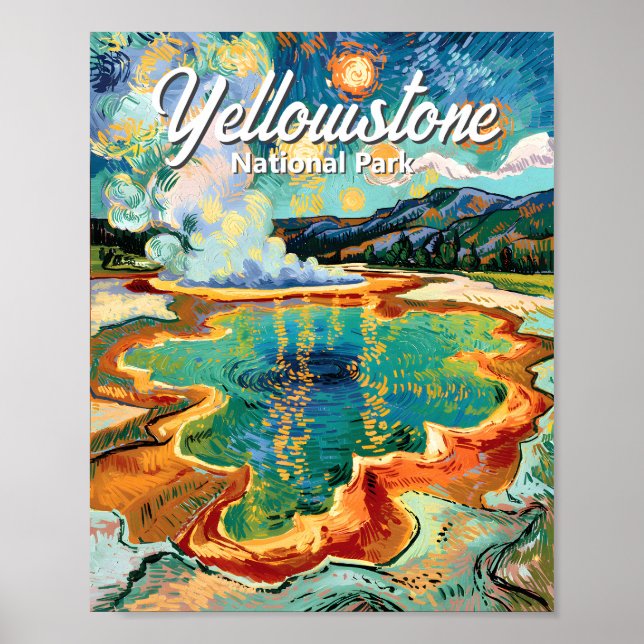 Yellowstone National Park Grand Prismatic Van Gogh Poster (Front)