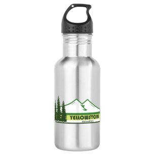 Yellowstone National Park Green Stripes Stainless Steel Water Bottle