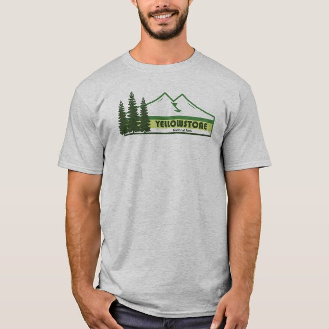 Yellowstone National Park Green Stripes T-Shirt (Front)
