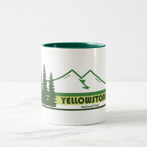 Yellowstone National Park Green Stripes Two_Tone Coffee Mug