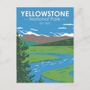 Yellowstone National Park Hayden Valley Vintage Postcard