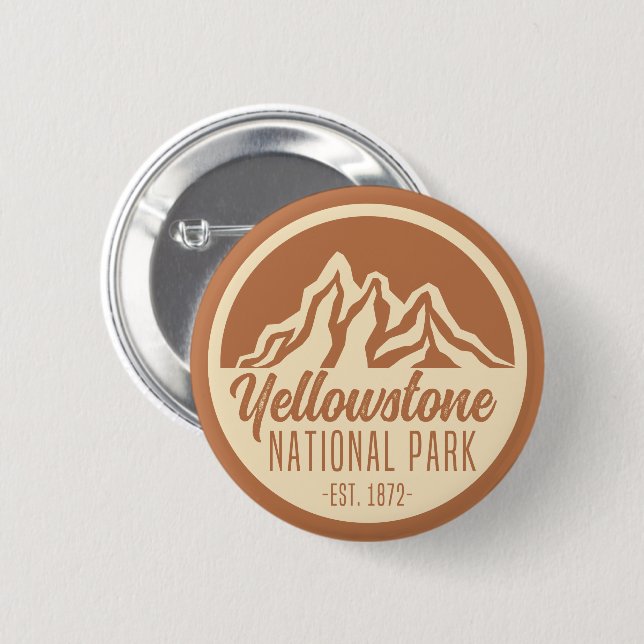 Yellowstone National Park Hiking Camping  Button (Front & Back)