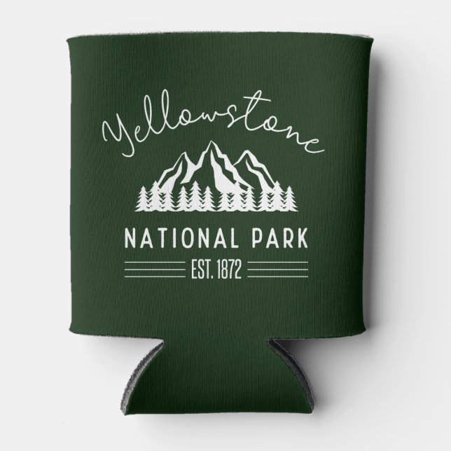 Yellowstone National Park Hiking Camping  Can Cooler (Front)