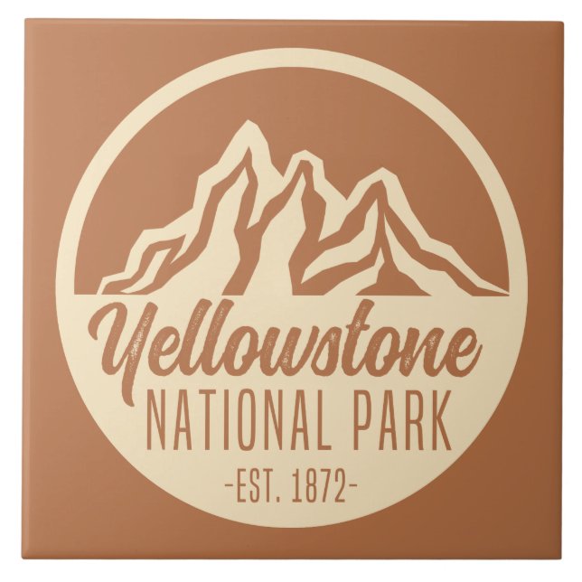 Yellowstone National Park Hiking Camping Ceramic Tile (Front)