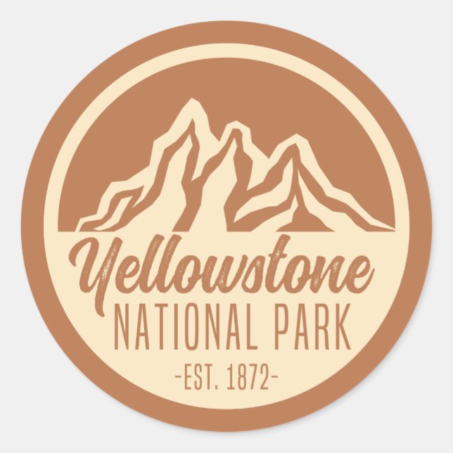 Yellowstone National Park Hiking Camping  Classic Round Sticker (Front)