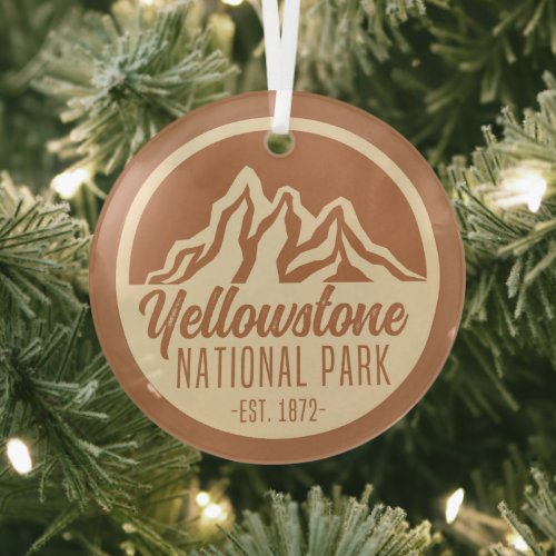 Yellowstone National Park Hiking Camping Glass Ornament