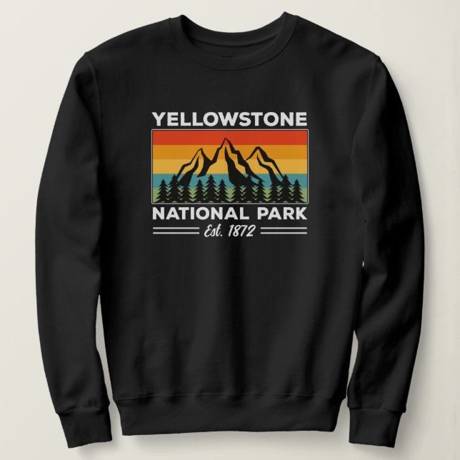 Yellowstone National Park Hiking Camping Retro Sweatshirt (Design Front)