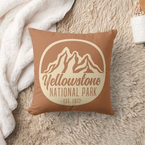 Yellowstone National Park Hiking Camping Throw Pillow